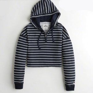 Hollister cropped striped hoodie